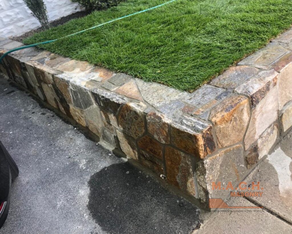 retaining wall and stone steps